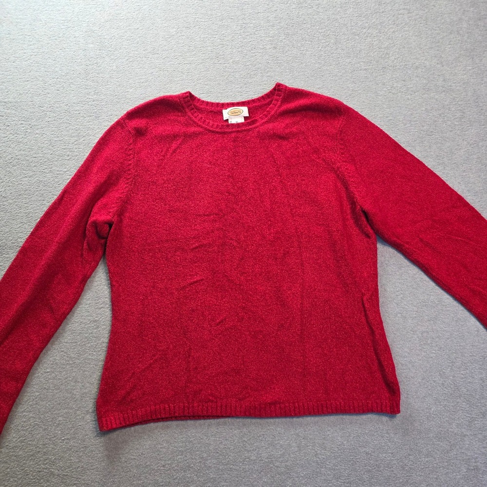 Talbots Long Sleeve Pullover Sweater Womens XL Red Textured Knit Crewneck Casual